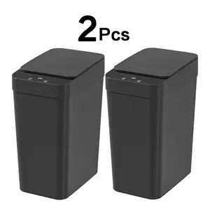 2 Pcs/17L Touchless Kitchen Trash Can, Smart Sensor Bin - Wave Hand/Foot Sensor to Open Lid, One-Touch Always-Open, Slim and Compact Body with Large Capacity, Odor-Locking Design, Suitable for Home/Office/Hotel - Holiday Gift