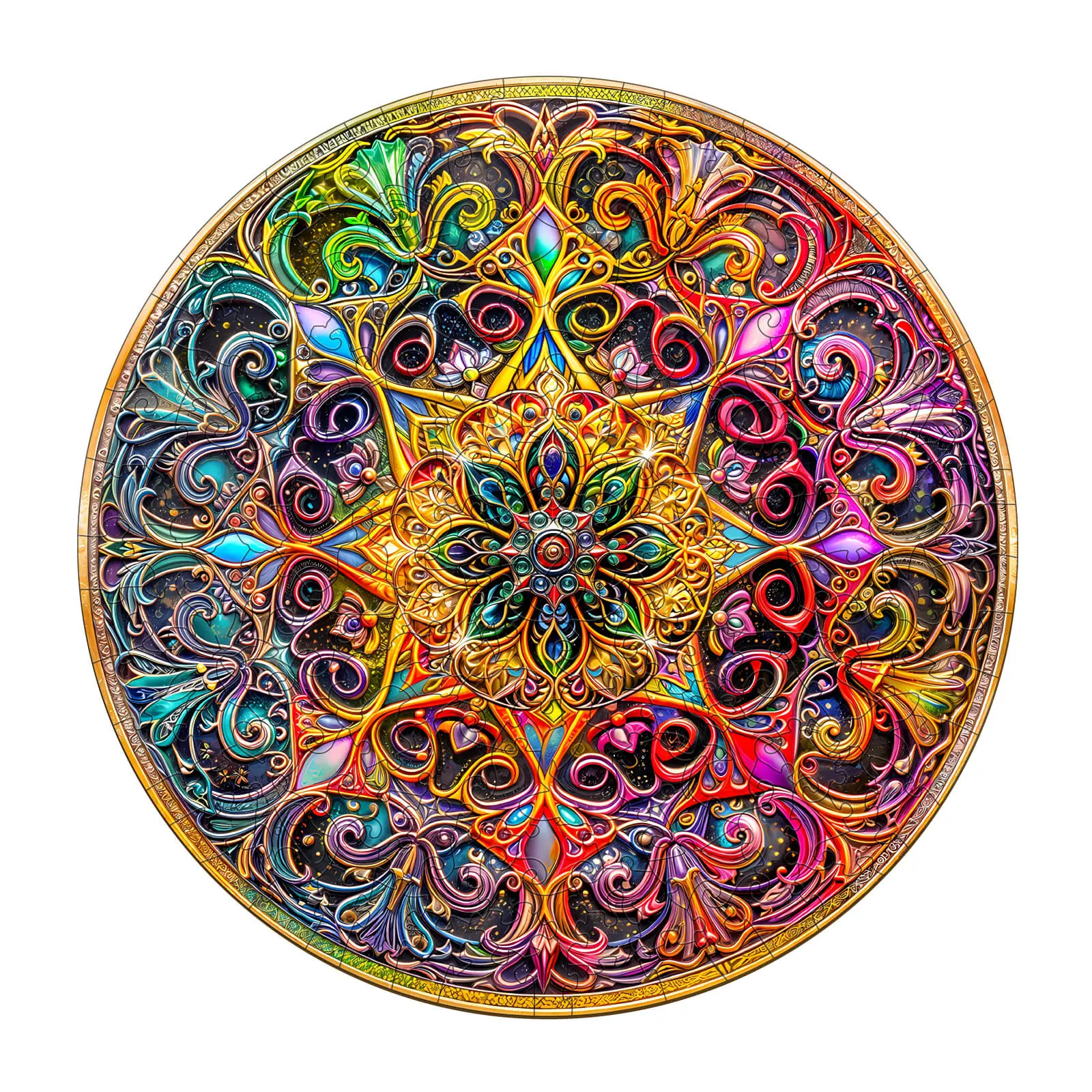 Mandala Dreamland Wooden Jigsaw Puzzle for Adults and Kids Unique Shape Animal Wood Puzzles Challenging Puzzle, Family Game Creative Gifts，Laser-Cut Durable HDF Wood Puzzle