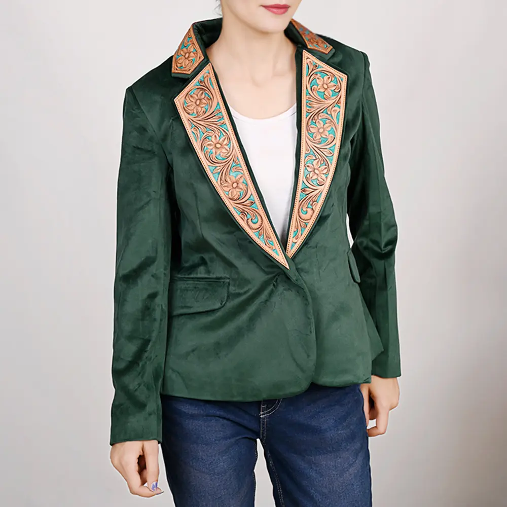 American Darling Genuine leather Hand tooled carved Women Blazer dress jacket | Vintage