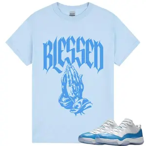 UB 11s Matching Tee, University Blue 11s Match Shirt, Blue White Outfit Shirt, Sneakerhead Graphic Tee, 100% Cotton Casual Streetwear