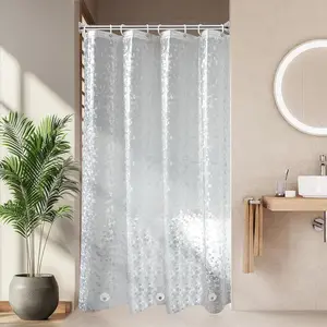 48x72 Inch Stall Size Shower Curtain Liner, EVA 3D Pebble Pattern Narrow Shower Liner, Heavy Duty, Water Repellent, Semi Transparent