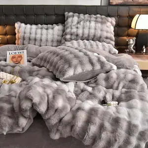 Solid Color Faux Fur Duvet Cover Set, 3 Counts/set Including 1 Duvet Cover & 2 Pillowcase without Fillers, Soft Comfortable Bedding Set for Bedroom