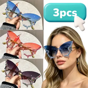 3pcs Butterfly for Men with a High-end Feel; Women's-face-enhancing, -protection, Party, and Dance- Glasses for a Runway Show; Funny, Large-frame Glasses.002