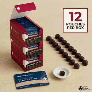 SGC Slumber Shots Melatonin-Free Sleep Gummies - Sugar-Free, 16X Concentrated Valerian Root & Jujube Seed, 12-Pack for Deep Sleep & Relaxation - Natural Herbal Supplement