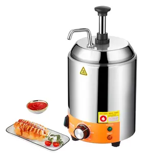 fathersdaygift VEVOR Electric Cheese Dispenser with Pump, 2.4L Commercial Hot Fudge Warmer, Stainless Steel Pump Dispenser, 86-230 Temp Adjustable Nacho Cheese Sauce Warmer, for Hot Fudge Cheese Caramel