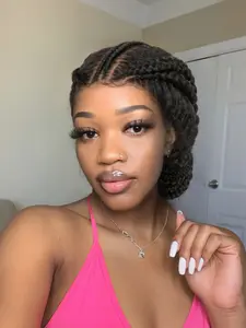 12 Inch Cornrow Classic Style African Women Full Lace Handmade Synthetic Braids Wig, Long Straight Hair, All Seasons Wear, Lace Braiding Wig