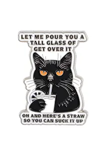 Adorable Drinking Cat Brooch Pin, Cute Cartoon Design Badge for Bags Hats Jackets, Hat Pins, Perfect Gift for Cat Lovers, All Season Accessory
