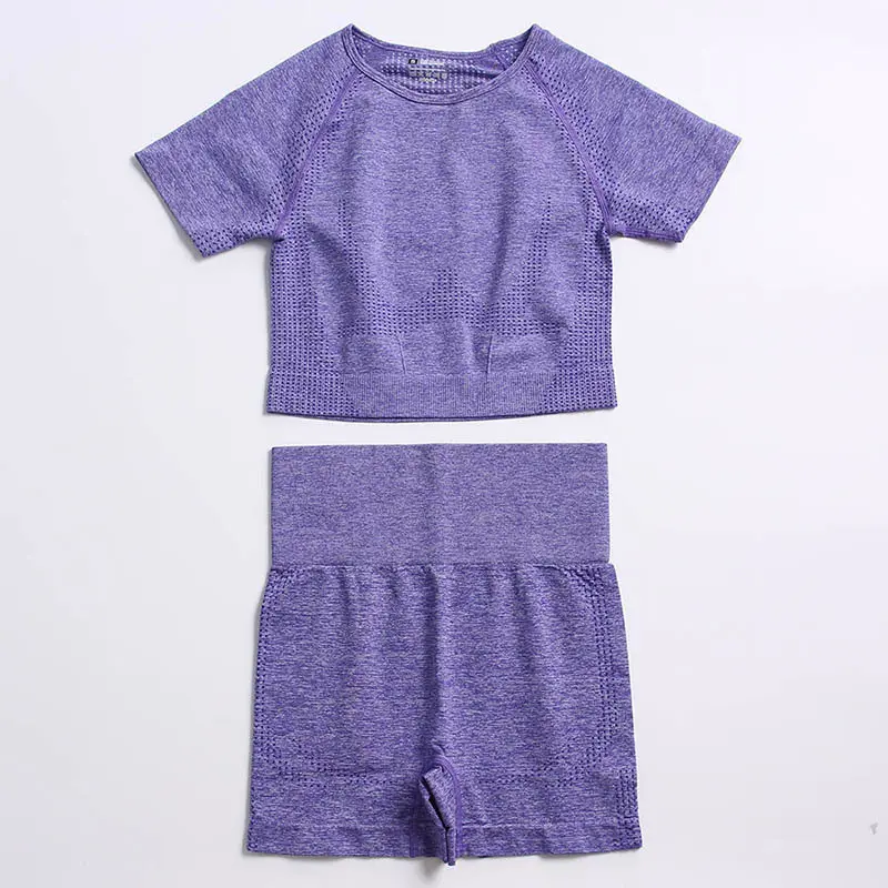 Purple short sleeved shorts set
