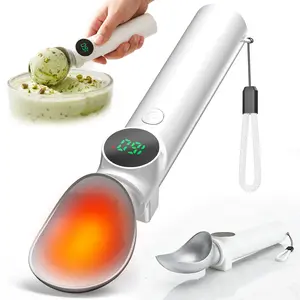 FLAZECON Heated Ice Cream Scoop Rechargeable, Electric Ice Cream Scooper with LED Display, 3 Heat Levels 120/140/160°F for Hard Ice Cream, Easy Scooping for Seniors, IP65 Waterproof for Home Kitchen