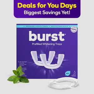 BURST Prefilled Teeth Whitening Trays for Sensitive Teeth, Advanced At-Home Dental White Trays Kit, 6 Trays, 3 Treatments, Visibly Whiter Teeth After One Use