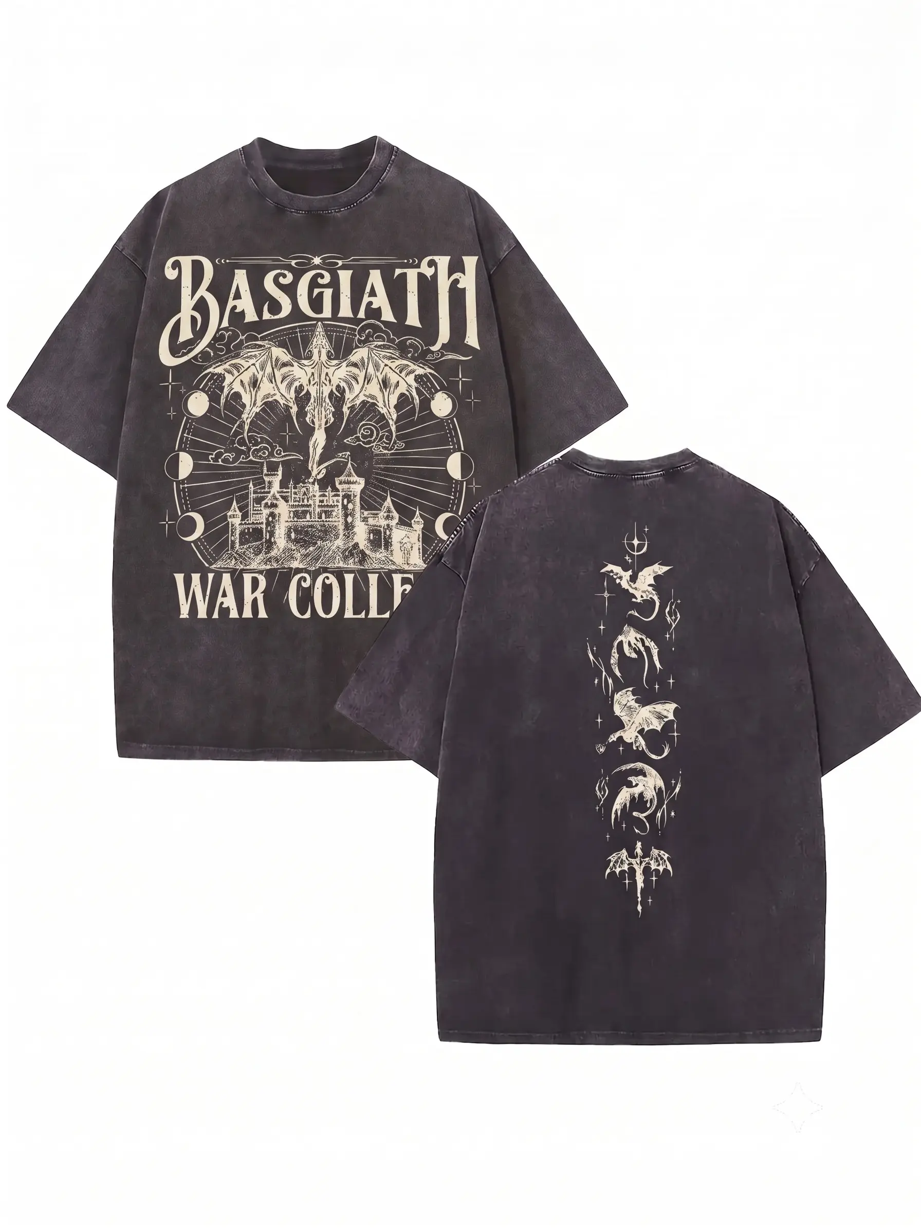 Men's Relaxed Fit Short-Sleeve Soft Cotton Simple Basgiath War College T-Shirt - 4th Wing Dragon Riders Quadrant Menswear Top, Bookish Gift for Readers, Shortsleeve, Tshirt