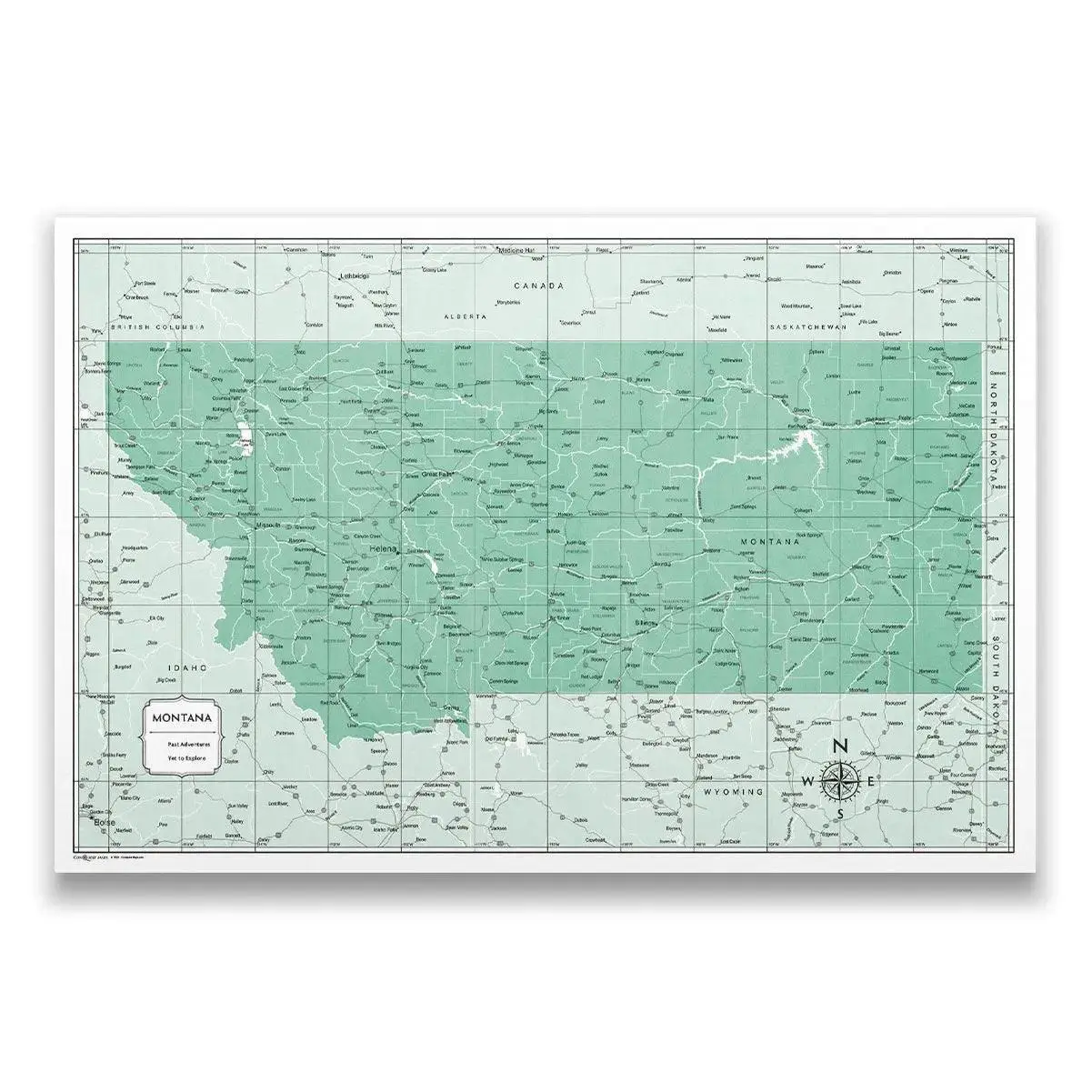 Push Pin Montana Map (Pin Board) - Green Color Splash