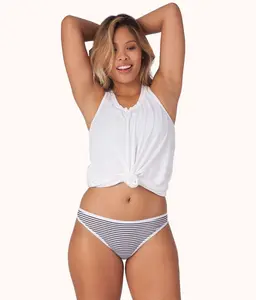 The Cotton Thong: Black/White Mini Stripe
