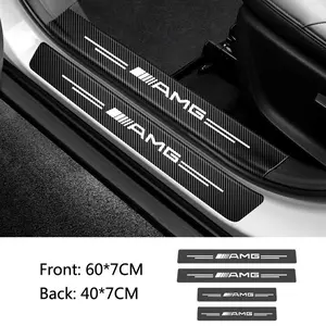 Carbon Fiber Car Door Sill Plate Car Rear Trunk Protector Stickers For Mercedes Benz AMG W240 W218 W219 W208 W209 W463 W46 W253 W292 W231 Accessories