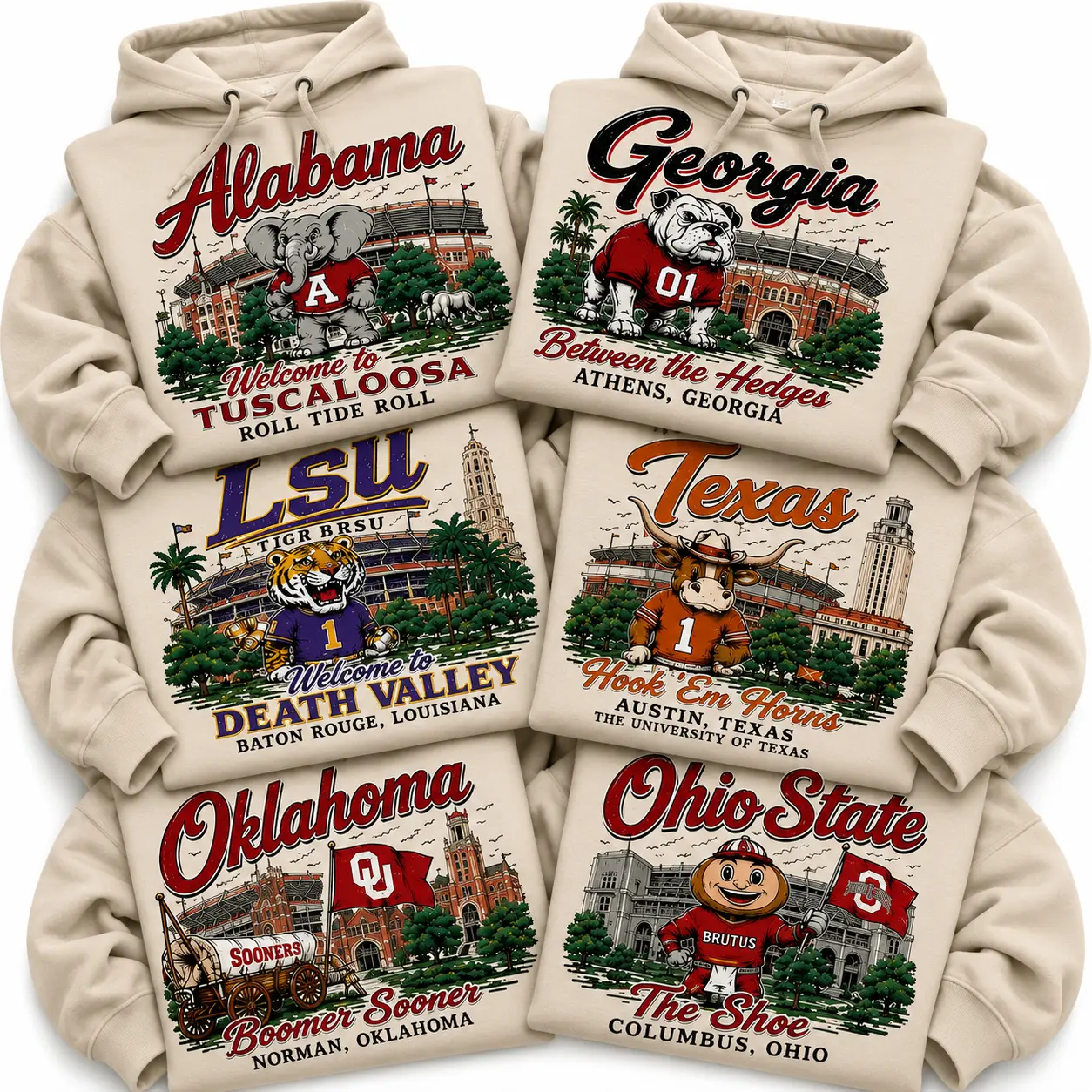 Gildan 18500 Unisex Crewneck Hoodie – All Team Football design in Sand , cozy classic fit for sports fans - AG, Cold Wash, Hang Dry Or Tumble Dry On Low, Fashion, Ansi/Isea 107 Compliant, Graphic, Oeko-Tex Certified