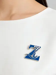 Pearl ZPB Sorority Fine Jewelry Zeta Blue Enamel Greek Letter Z Dove Brooch Pin for Weddings Engagements Gift Versatile