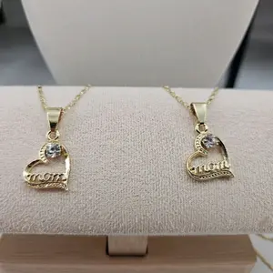 mom heart necklace 14kgoldplated