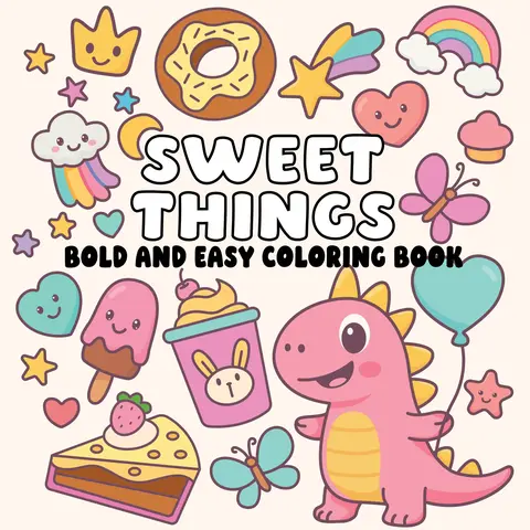 Paper-Based Multi-Page Adult Coloring Book - Bold & Easy-to-Color Food Designs, Office Art Supply, Stress Relief & Pleasure Tool