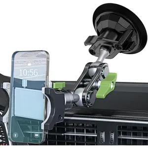 360° Rotatable Suction Cup Car Phone Holder, Universal Adjustable Ball Head Arm, for Video Recording, Vlogging, Dashboard, Windshield & Sunroof