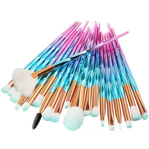 Pack of 20PCs cosmetic eye shadow sponge eyeliner eyebrow lip Nose foundation powder makeup brushes sets (Blue Pink)