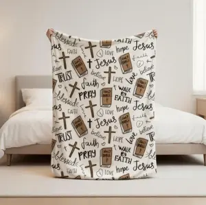 Super Soft Christian Bible Jesus Throw Blanket Premium Fleece Lightweight Cozy Warm 80x60 Inches for Bedroom & Living Room Decoration