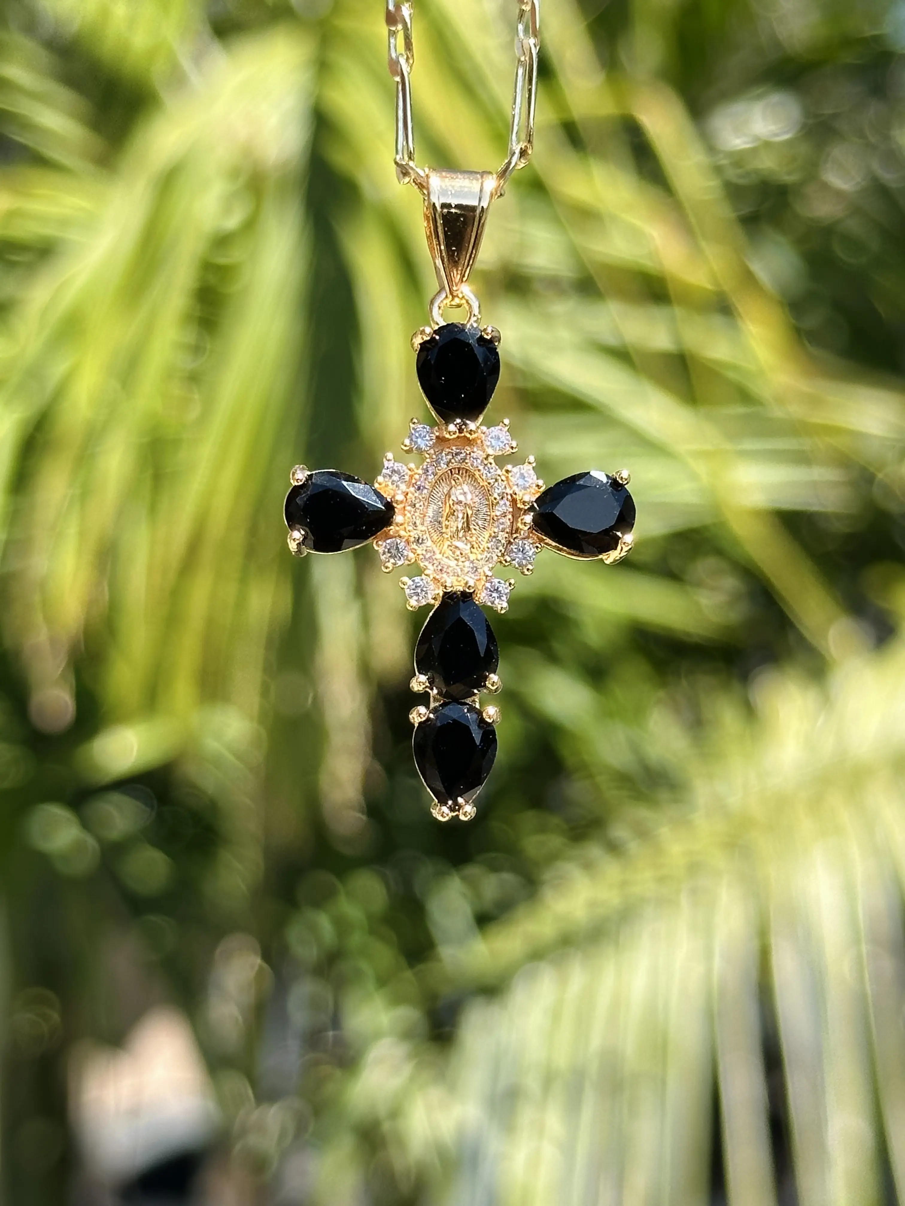 Mini Virgen Mary Cross Necklace