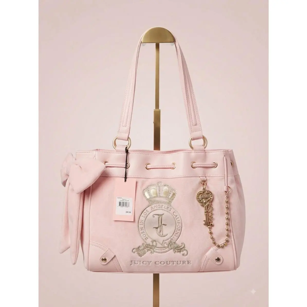 Juicy Couture Light Pink Daydreamer Handbag - Brand New Girly Purse with Key Charm & Bow Detail - Same Day Shipping Available
