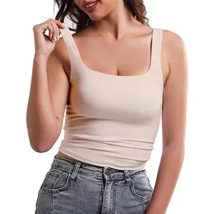 Short-sleeved summer square-necked beautiful back, sling vest, women's secondary breasts, small design sense, sleeveless base inside