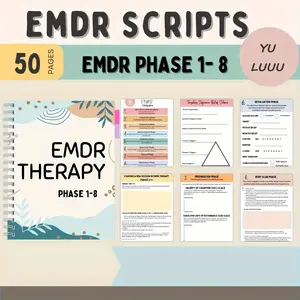 Emdr Script Stages 1-8 Workbook, 50 Pages Eye Movement Therapy Worksheets, Trauma Resilience & Rewiring, Adult Mental Health Resources, Visual Learning Tools, Learning Materials