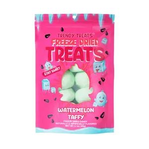 Trendy Treats Freeze Dried Crunchy Watermelon Taffy 60g Pouch 8 Pieces Super Crunchy Taffy Made in USA