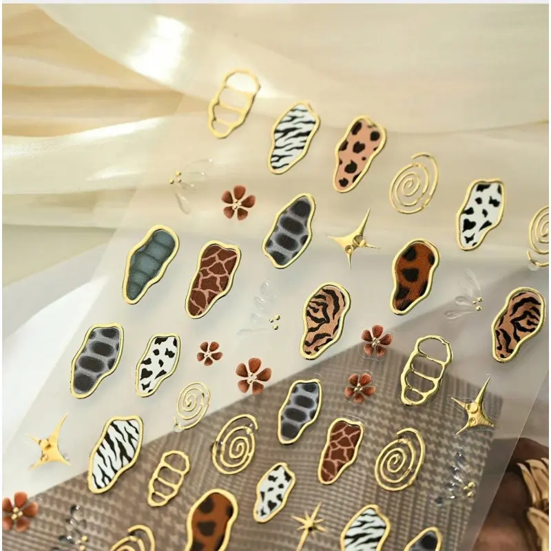 5D Embossed Nail Stickers for Quick DIY Manicures, Varied Self-Adhesive Decals with Spring Summer Floral & Animal Patterns, Decorative Nail Art Accessories, Decorative Artificial Nail Art Accessories, Adhesive Nail Art Accessories