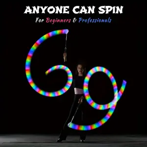 [Upgraded Glow Poi] 2021 Upgraded Soft Spinning Glow Poi Balls | LED Poi Balls 1x Pair for Beginners and Professional with Rainbow Fade and High Strobe