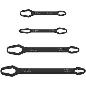 4 Counts Multifunctional Wrench Set Double-head Torx Wrench 5/16inch-7/8inch and 1/8inch-11/16inch Self-tightening Spanner Hand Tools Heavy Duty Metal Ratchet Wrench for Car Bicycle Repair