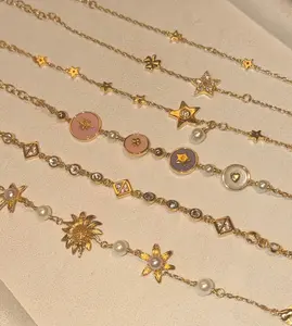 Golden Star & Sunflower Stackable Bracelets | Pastel Macaron Charms | Dainty Layered Jewelry Gift