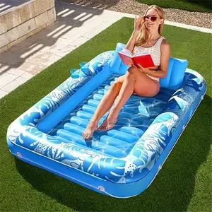 Inflatable Tanning Pool Lounger Float , 70" x 46" Large Suntan Tub Pool Floats Sun Tan Tub Ice Bath Tub Tanning Bed Blow up Pool Raft Lounge Float,