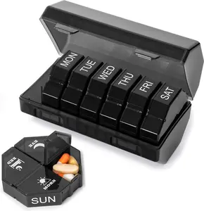 Weekly Pill Organizer 4 Times a Day, Large Pill Box 7 Day Daily Pill Case with 28 Extra Large Compartments Portable Travel Pill Container Big Medicine Organizer for Supplement Vitamin