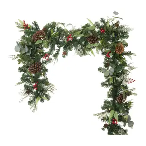Village Lighting 9 ft Pre-Lit LED Garland - Christmas Woods