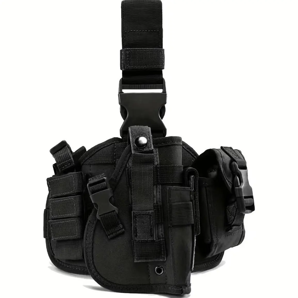 Tactical Drop Leg Holster for Men - Right-Hand Waterproof Oxford Thigh Rig with Magazine Pouch for Survival Tools, Discreet Under-layering, Edc