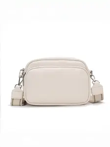 Litchi Texture Soft Leather Crossbody Bag, Durable Wide Strap Camera Bag, Elegant Shoulder Bag, Versatile Commute Bag