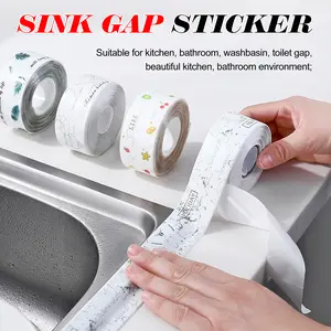 3 Counts Caulk Tape, Magic Peel & Stick Self-Adhesive Caulk Tape, for Bathroom Fixtures, varied designs，random patterns
