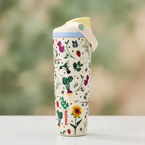 Owala Mother Nature 30oz FreeSip Sway Water Bottle with Box, Cream Nature-Inspired Print Stainless Steel Insulated Tumbler, Travel Grip Handle, Built-In Straw Spout, Wide Mouth, Gift Idea for Mom or Her
