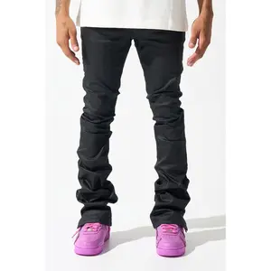 Serenede Black "Caviar Wax Stacked Jeans