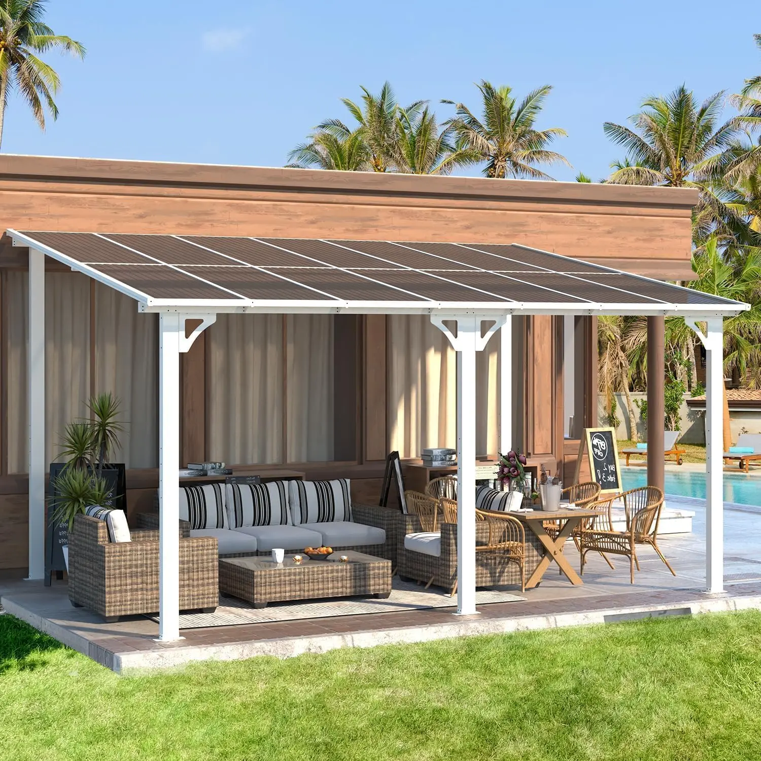 Garvee Wall-Mounted Hardtop Gazebo 1012 Black