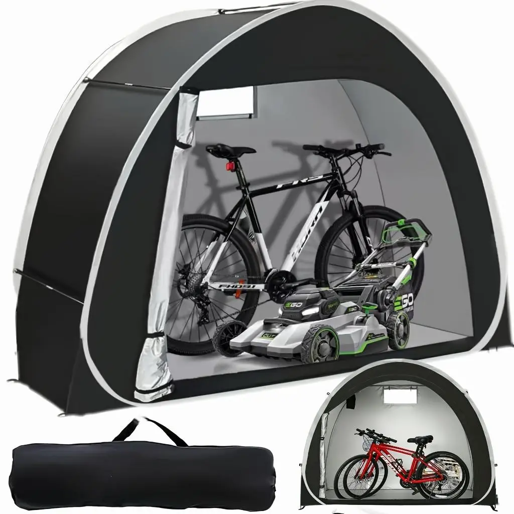 Winter Bicycle Storage Shed Tent, Courtyard Storage Tent, Gardening Tool Storage Room, 210D Oxford Fabric PU4000 Waterproof and Snowproof, Can Accommodate 2/3 Bicycles, Lawn Mower Storage Room, Suitable for Bicycles, Garden Tools, Lawn Mowers