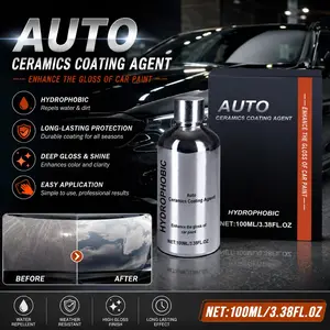 Car Ceramic Coating Agent, Daily Car Body Gloss Enhancement Anti-Rust Nanotechnology Coating Spray Car Paint Polishing 120ML, Includes Sponge and Towel