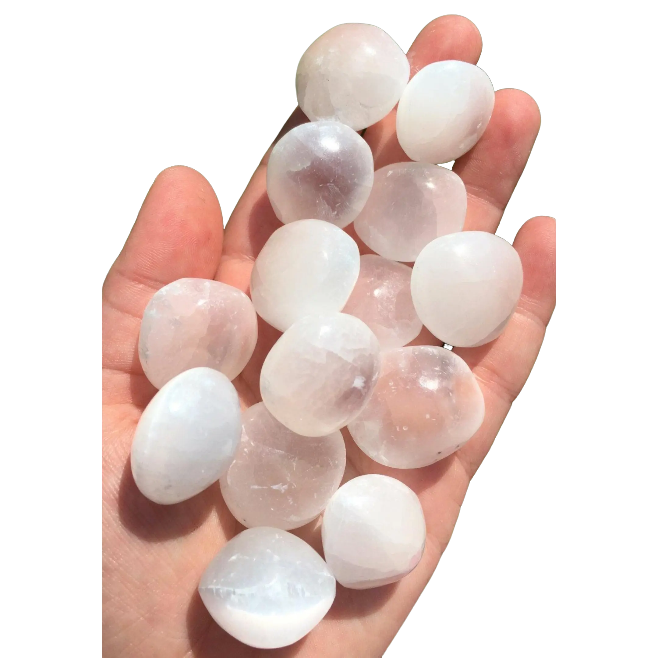 Selenite Tumbled Stone - Natural Polished Satin Spar Selenite