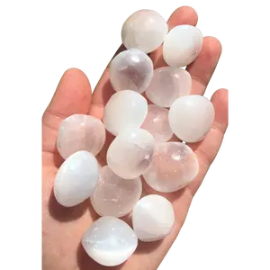 Selenite Tumbled Stone - Natural Polished Satin Spar Selenite