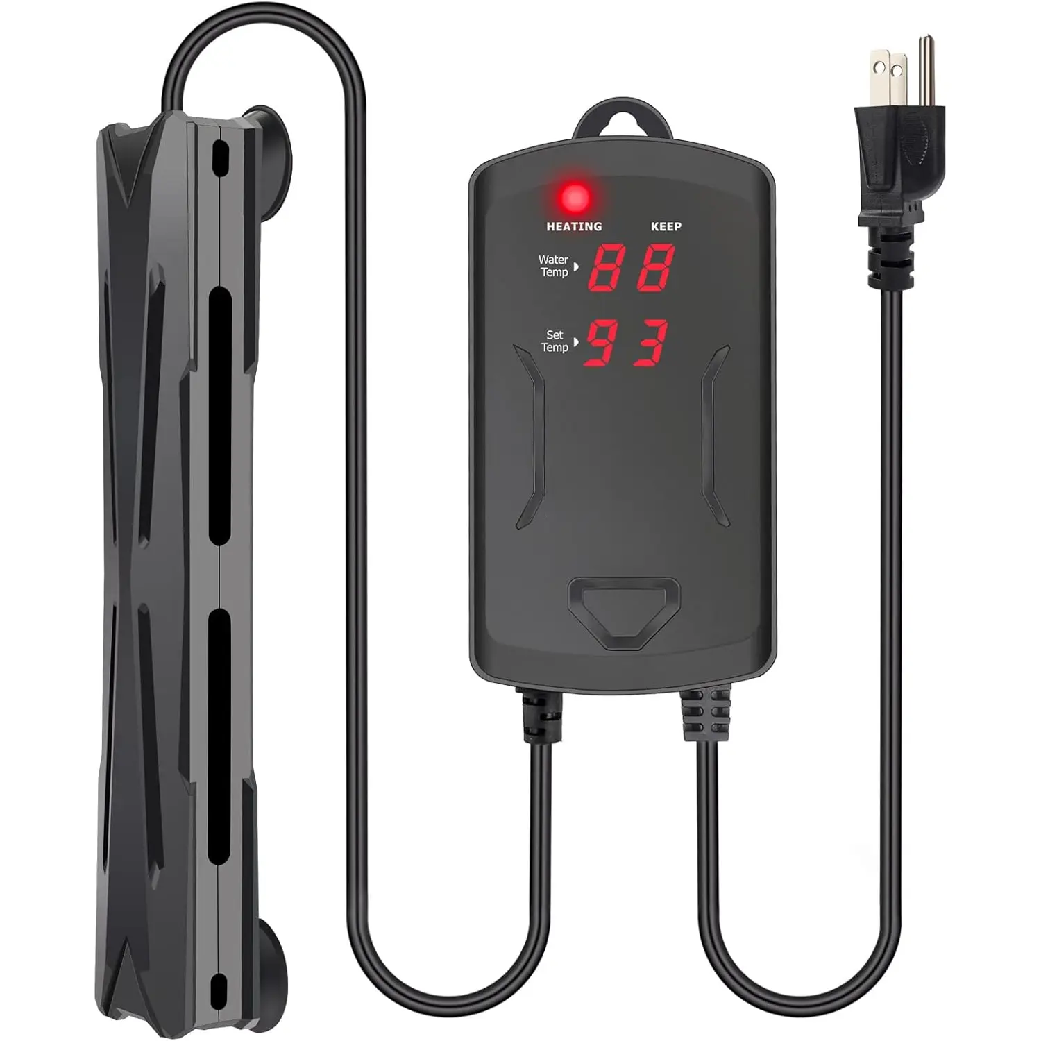 25-50 Gallon Aquarium Heater with LED Display Controller, Quartz Submersible Fish Tank Heater 200W for Saltwater Freshwater