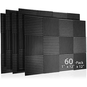 60 Pack Acoustic Panel Polyurethane  Sound Proof Acoustic  Room Kit for Absorbing Sound on Walls, 1" X 12" X 12" Sound-Proof Material for Home Studio Ceiling (60 Pack) (60PCS)