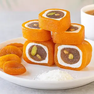 NY Spice Shop - Malban Apricot Coconut Roll - 1lb, 3lb, 5lb - Traditional Middle Eastern Confection - Chewy Fruit Candy - Coconut-Coated Fruit Roll - Apricot, Coconut, Sweet & Fruity - Festive Dessert, Giftable Treats